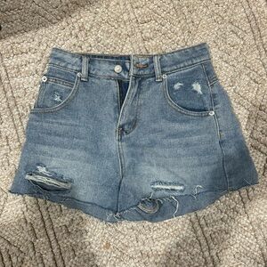 Princess Polly Blue Distressed Jean Shorts